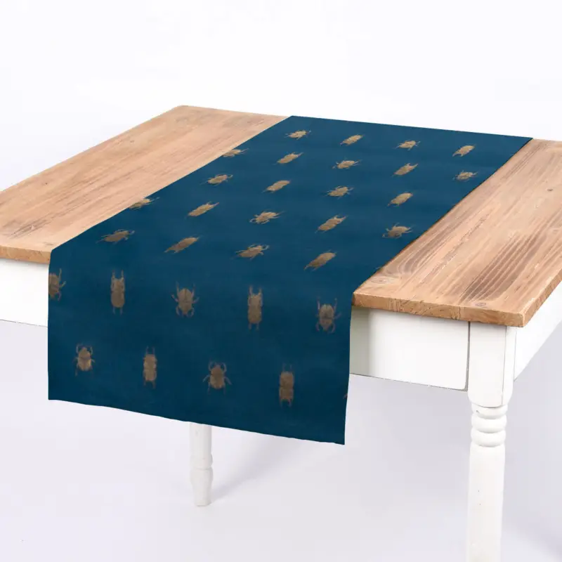 Billig SCHÖNER LEBEN. Tischläufer Käfer blau gold metallic 40x160cm