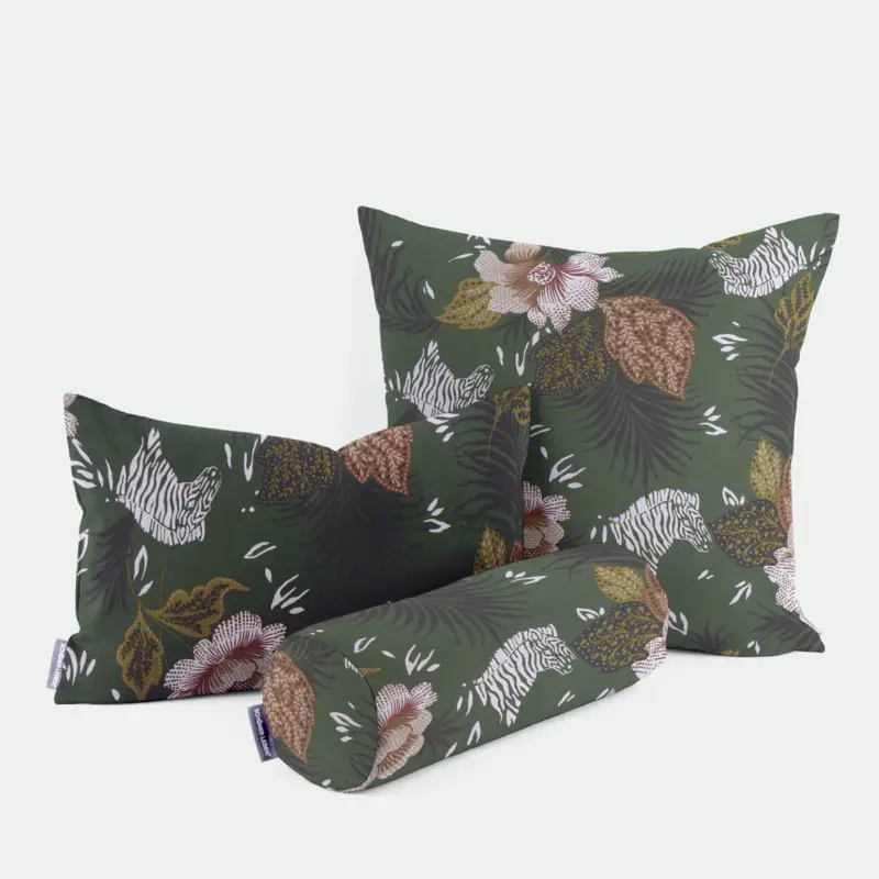 SCHÖNER LEBEN. Kissenhülle ZOOP Blumen Zebra grün braun weiß schwarz verschiedene Größen Nur Für Kurze Zeit