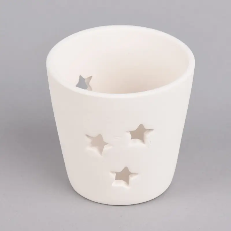 Creativ Company Teelichthalter mit ausgestanzten Sternen Terrakotta weiß 7x6,5cm Begrenztes Angebot