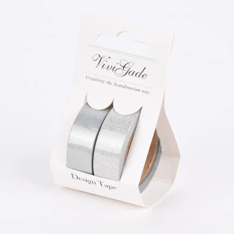 Sale Creativ Company Design Tape 2 Rollen einfarbig silberfarbig glitzernd 15mm Breite