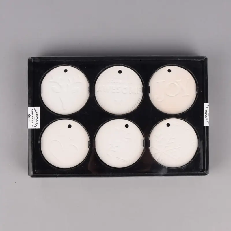 Finale Aktion Creativ Company Dekohänger Medaillons 6er Set mit verschiedenen Motiven Terrakotta weiß 7x7cm