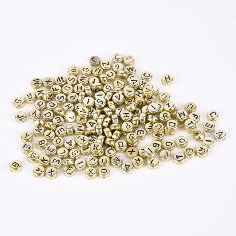 Sonderangebot Creativ Company Buchstaben Perlen Set 200 Stück goldfarbig 7mm