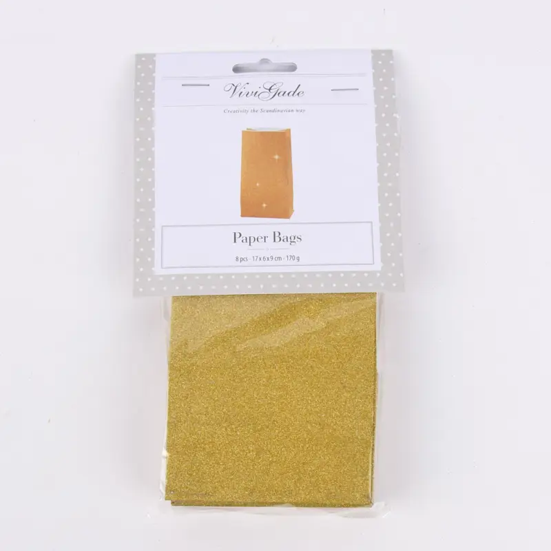 Creativ Company Papiertüte 8er Pack einfarbig goldfarbig glitzernd 9x17x6cm Letzte Chance
