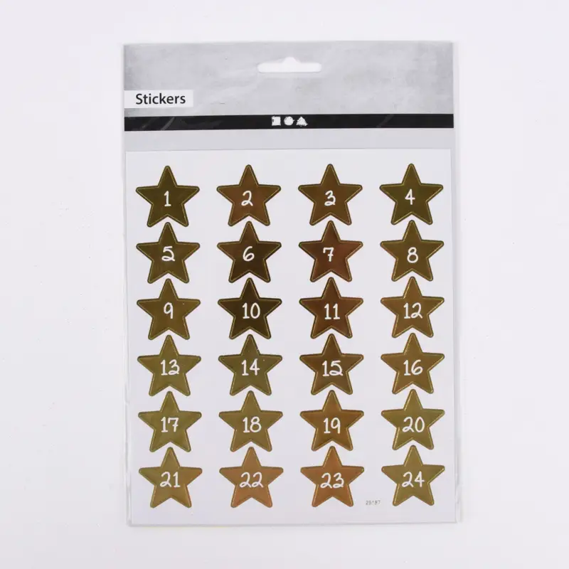 Begrenztes Angebot Creativ Company Adventskalender Zahlen Sticker 24 Stück Sterne goldfarbig weiß