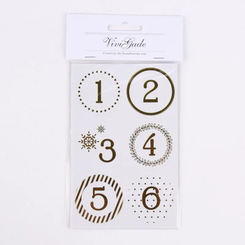 Finale Aktion Creativ Company Sticker Zahlen 24 Stück Rund weiß goldfarbig verschiedene Designs