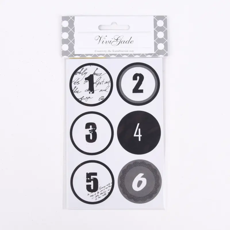 Creativ Company Adventskalender Zahlen Sticker 24 Stück Rund weiß schwarz grau verschiedene Designs Geprüft