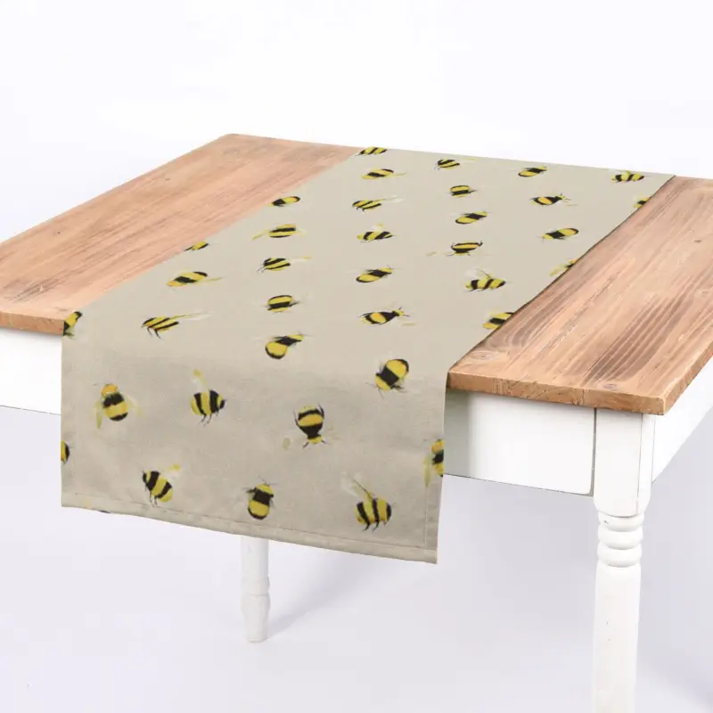 Super-Preis SCHÖNER LEBEN. Tischläufer STUDIO G Digitaldruck Bienen taupe gelb 40x160cm