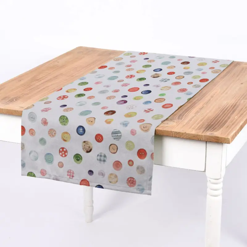 SCHÖNER LEBEN. Tischläufer STUDIO G Digitaldruck Nähen Knöpfe ecru multi 40x160cm Top-Seller