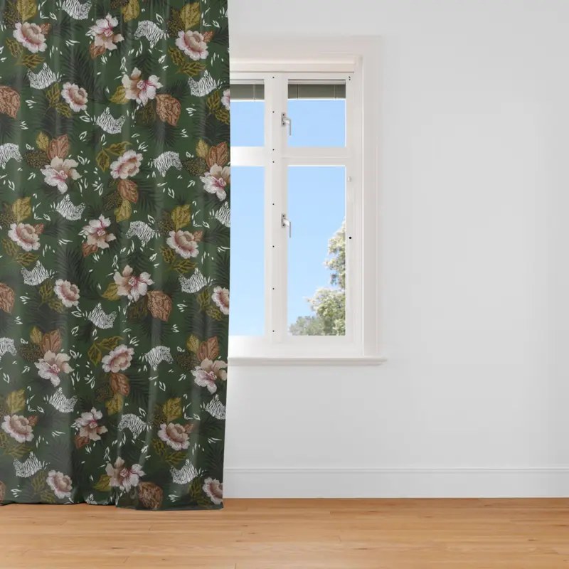 Wochenendangebot SCHÖNER LEBEN. Vorhang ZOOP Blumen Zebra grün braun weiß schwarz 245cm oder Wunschlänge