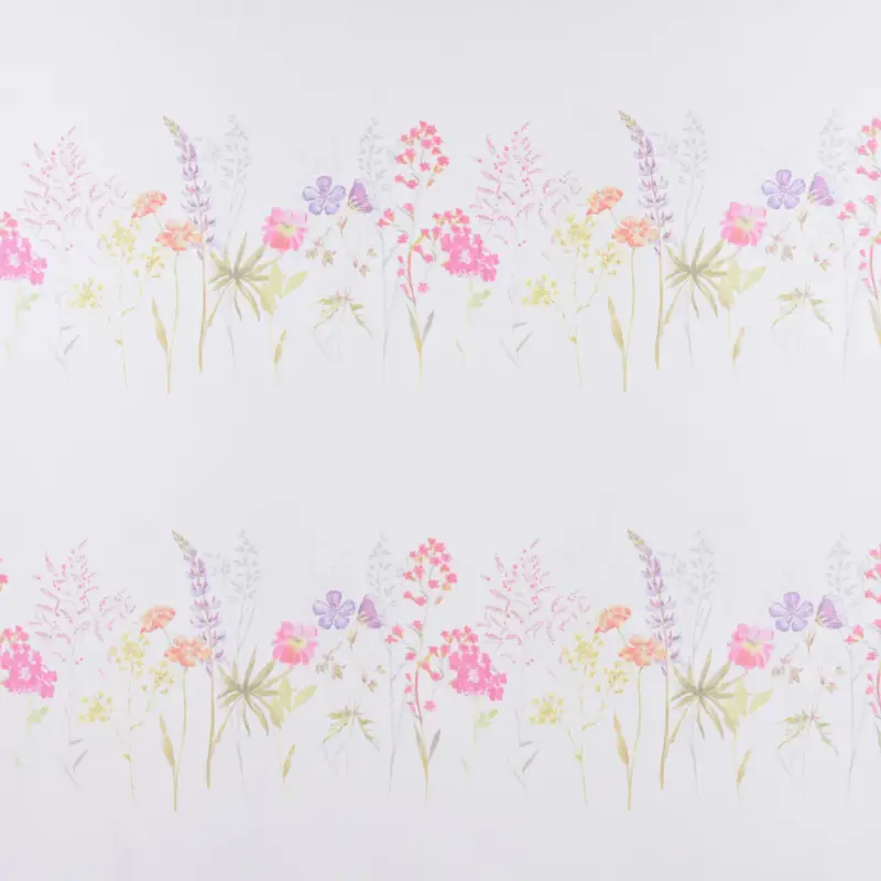 Gardinenstoff Batistoptik Leinenoptik halb-transparent Frühlingsblumen 140cm Breite Schneller Versand