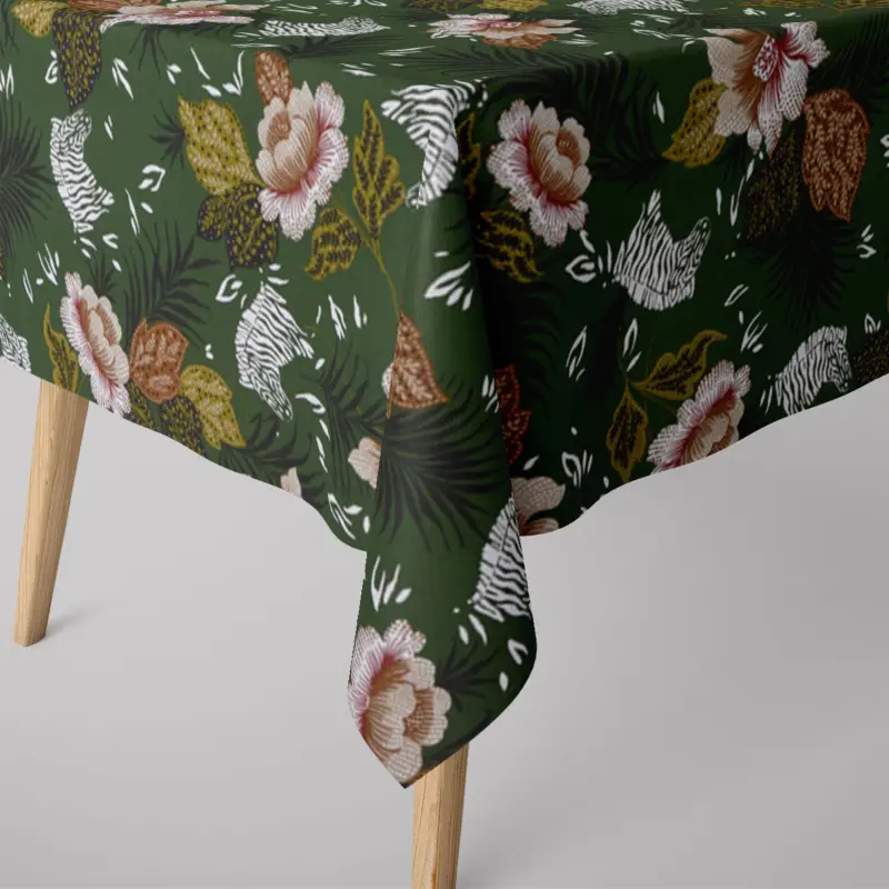 Direkt Vom Hersteller SCHÖNER LEBEN. Tischdecke ZOOP Blumen Zebra grün braun weiß schwarz verschiedene Größen