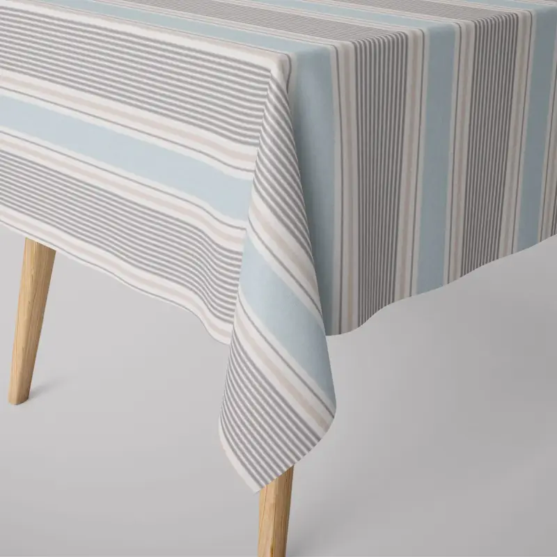 SCHÖNER LEBEN. Tischdecke STUDIO G Baumwollstoff Streifen Mineral blau grau verschiedene Größen Must-Have