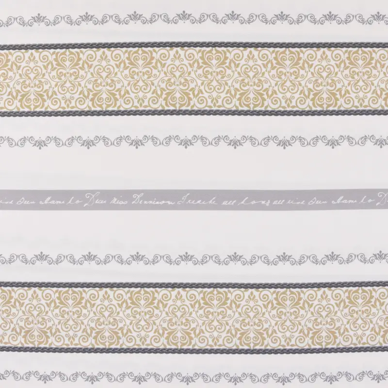 Dekostoff Gardinenstoff Landhausstoff Streifen Ornamente ecru grau beige 160cm Breite Solange Der Vorrat Reicht