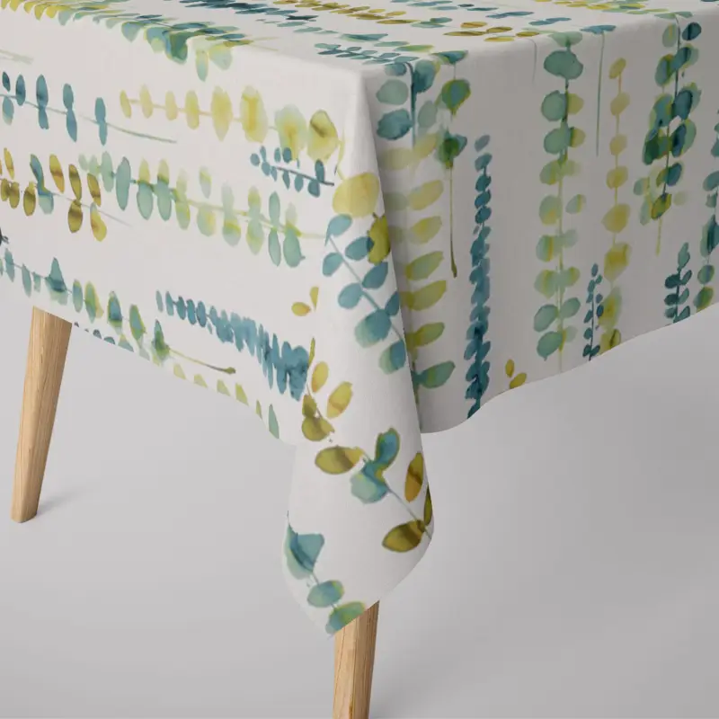 Super-Preis SCHÖNER LEBEN. Tischdecke Ranken Blätter Aquarell weiß grün blau verschiedene Größen