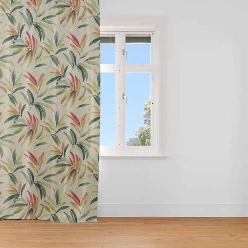 SCHÖNER LEBEN. Vorhang Blätter Zweige beige grün rot 245cm oder Wunschlänge Angebot