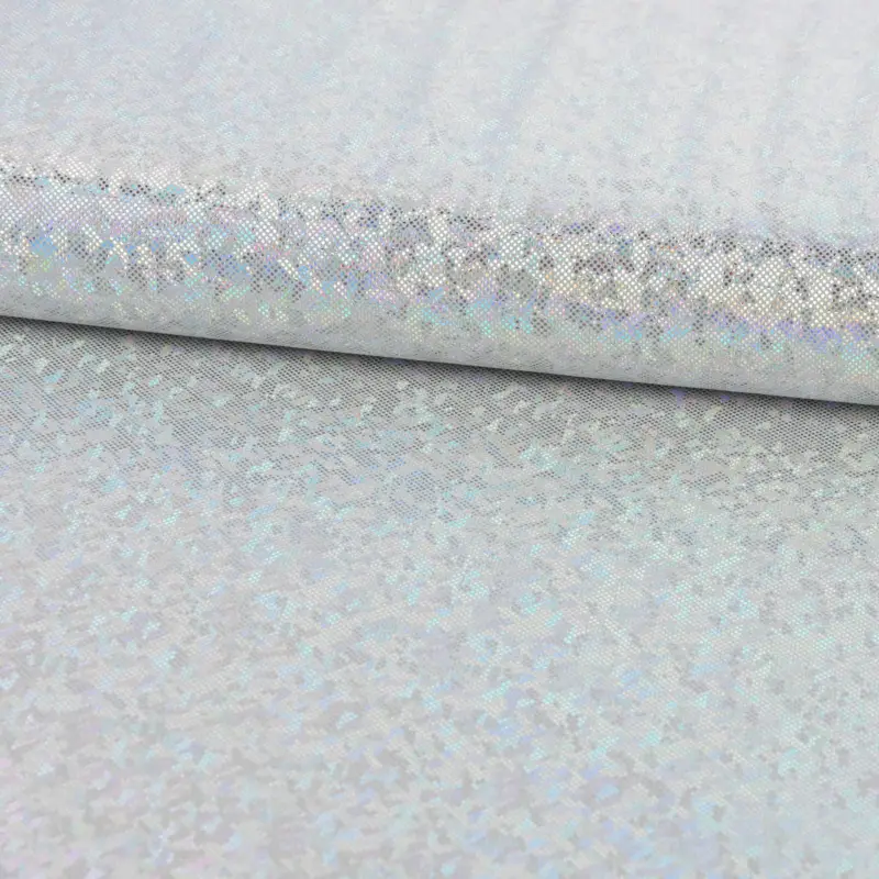 Nur Für Kurze Zeit Jerseystoff Stretch Jersey Glitzer holografisch einfarbig silber grau 1,5m Breite