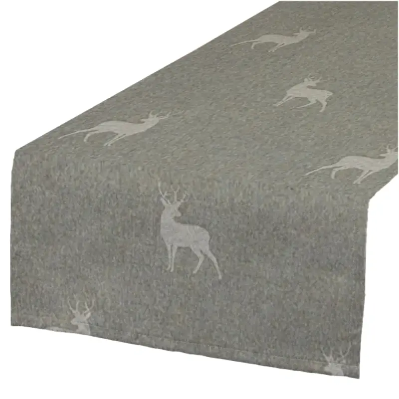 Highlight SCHÖNER LEBEN. Tischläufer helle Hirsche beige braun türkis 40x160cm