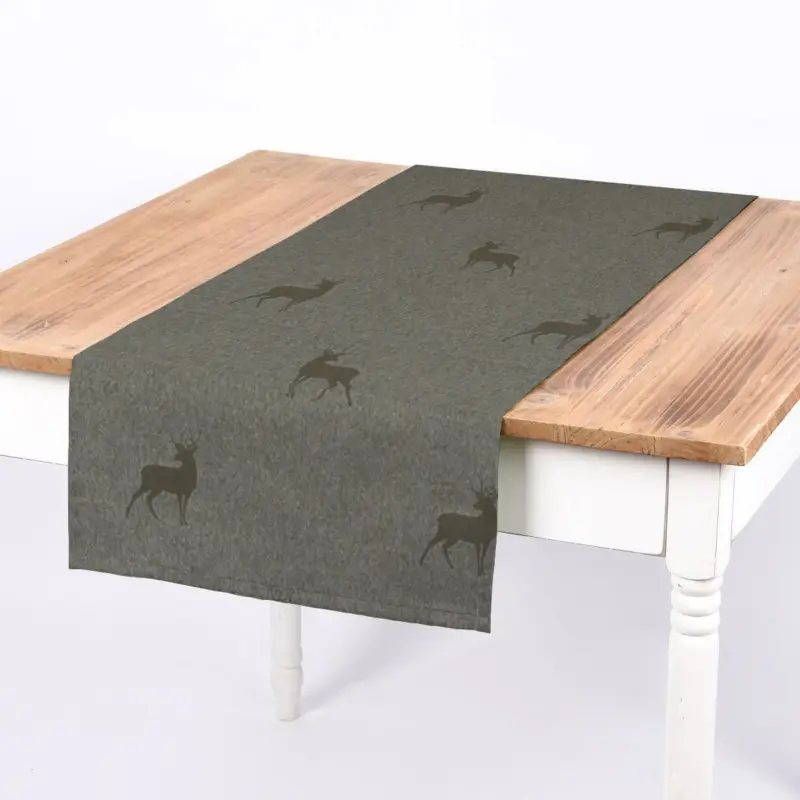 SCHÖNER LEBEN. Tischläufer dunkle Hirsche braun beige türkis 40x160cm Neuheit