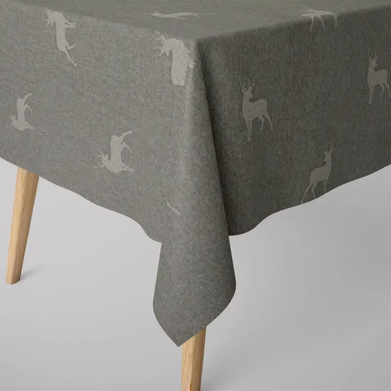 SCHÖNER LEBEN. Tischdecke helle Hirsche beige braun türkis verschiedene Größen Letzte Chance