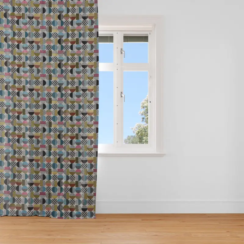 Neu Im Sortiment SCHÖNER LEBEN. Vorhang geometrisch Kreise weiß schwarz bunt 245cm oder Wunschlänge