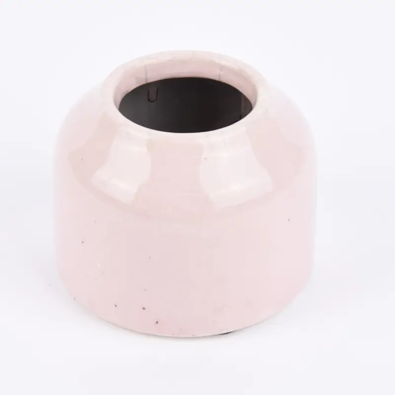 Angebot Kleine Vase rustikal einfarbig rosa Keramik 9x7cm
