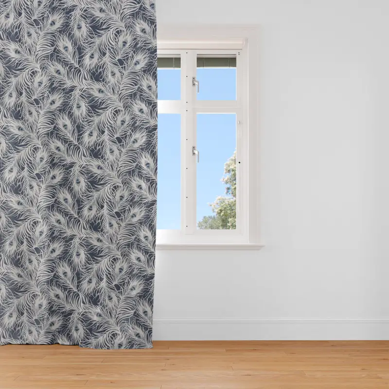Wochenendangebot SCHÖNER LEBEN. Vorhang STUDIO G Federn Pfau dunkelblau weiß blau 245cm oder Wunschlänge