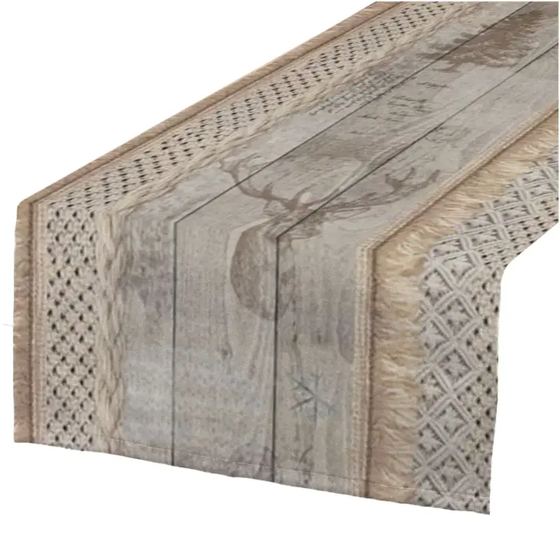 SCHÖNER LEBEN. Tischläufer Holz Latten Hirschkopf natur braun 40x160cm Must-Have