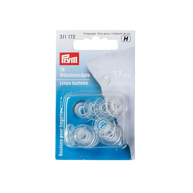 Prym 16 Wäscheknöpfe Polyester 17mm transparent Neu