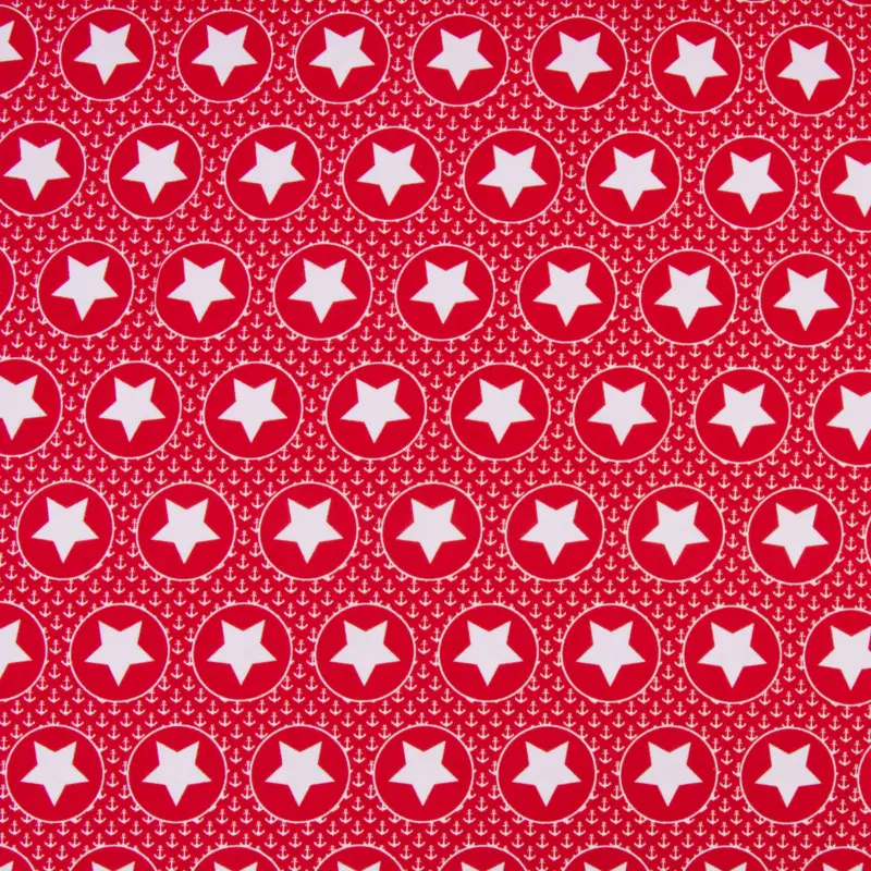 Wochenendangebot Baumwolljeresy Jersey BIPP Design Mini Anker Sterne Kreis rot weiß 1,50m Breite