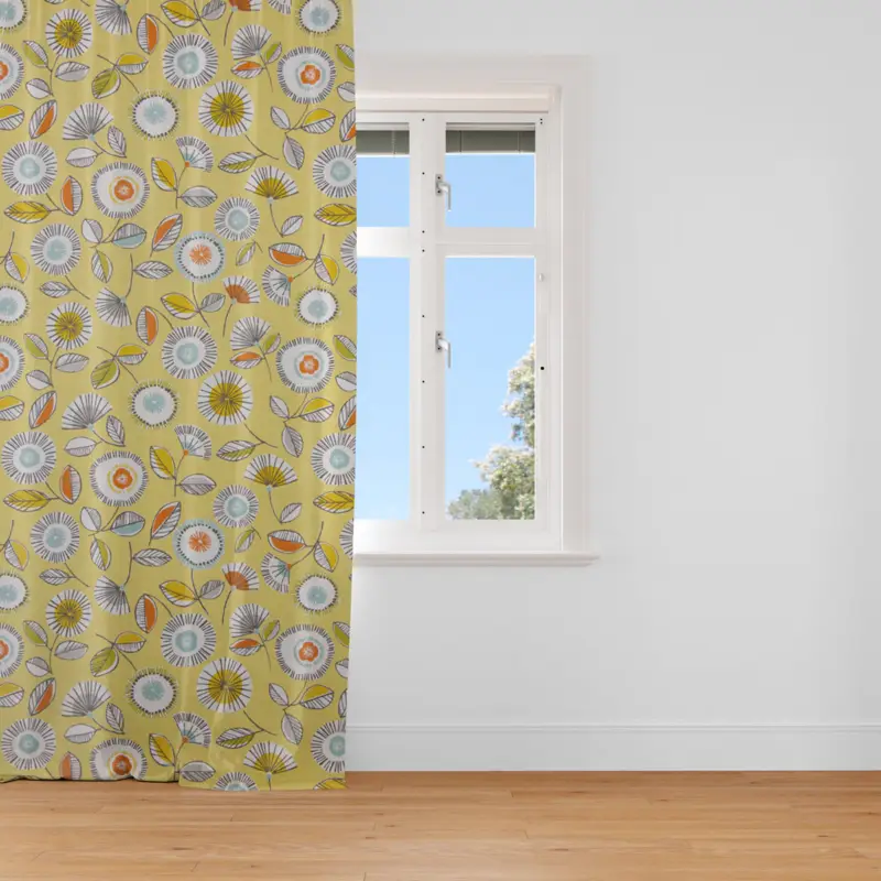 SCHÖNER LEBEN. Vorhang Sundance Blumen hellgrün braun orange aqua 245cm oder Wunschlänge Preiswert