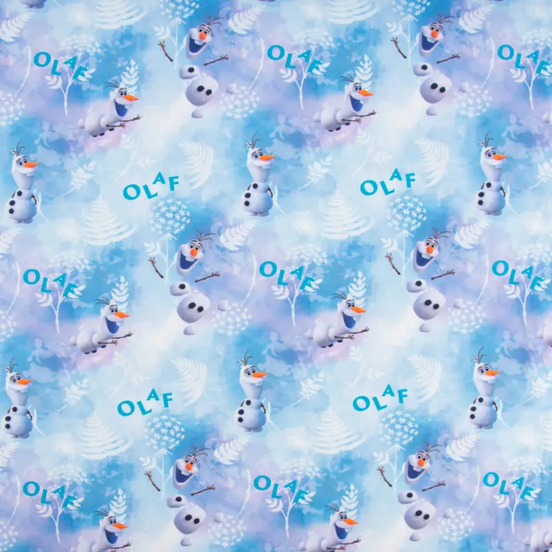 Baumwolljersey Digitaldruck Frozen Die Eiskönigin Olaf Schneemann blau weiß 1,5m Breite Saisonangebot