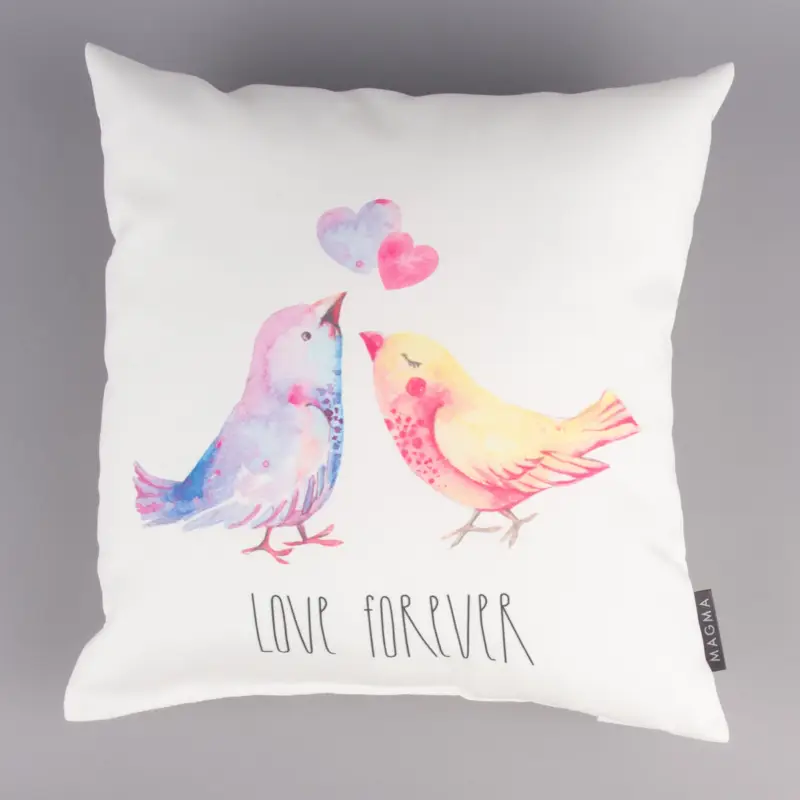 Neu Magma Deko Kissen Vogelpaar Love forever weiß bunt 40x40cm