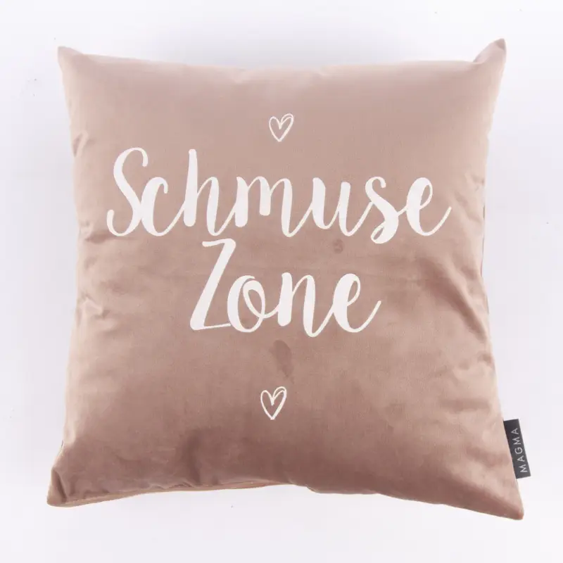 Heißes Angebot Magma Deko Samtkissen Schmusezone altrosa weiß 40x40cm