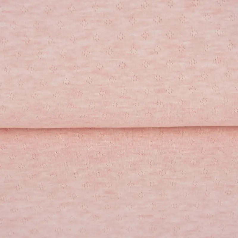 Wochenendangebot Feinstrick Jersey Baumwolle Pointoille Lochmuster rosa creme meliert 1,4m Breite