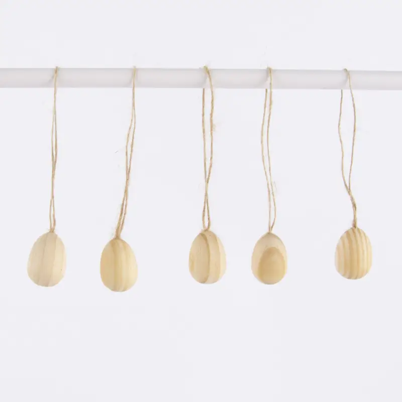 Billig Rico Design Dekoeier zum Hängen Osterei Holz 5 Stück natur