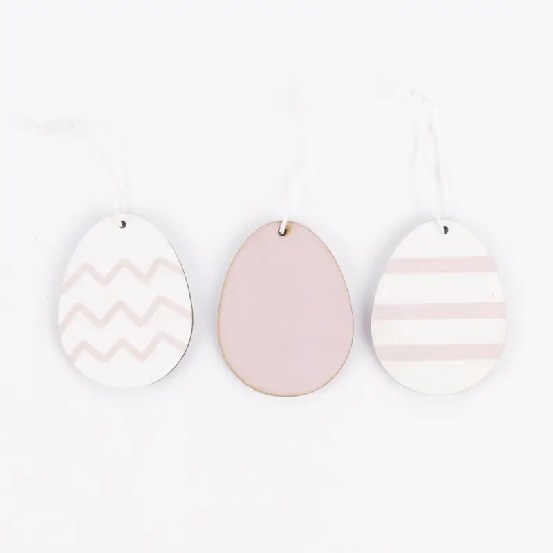 Rico Design Dekohänger Osterei Holz 3 Stück weiß rosa Letzte Chance