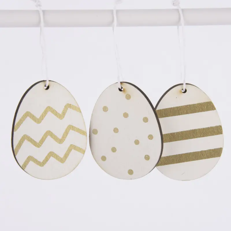 Must-Have Rico Design Dekohänger Osterei Holz 3 Stück weiß gold
