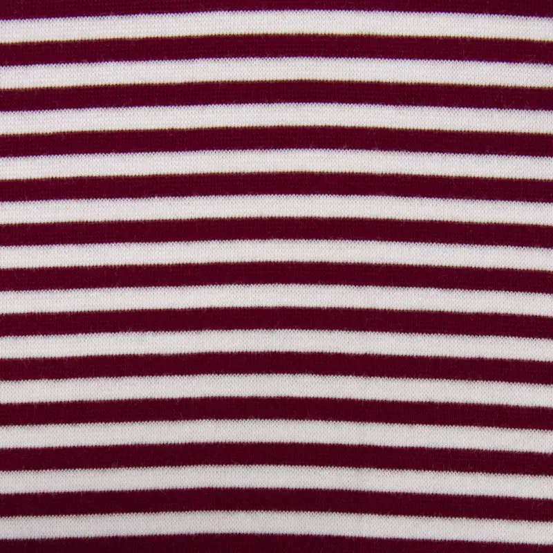 Strickschlauch Bündchenstoff fein Streifen 5mm dunkelrot weiß 35cm Breite Sonderaktion