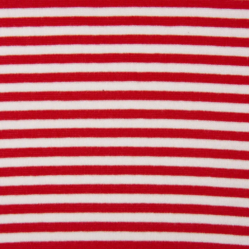 Strickschlauch Bündchenstoff fein Streifen 5mm rot weiß 35cm Breite Zertifiziert