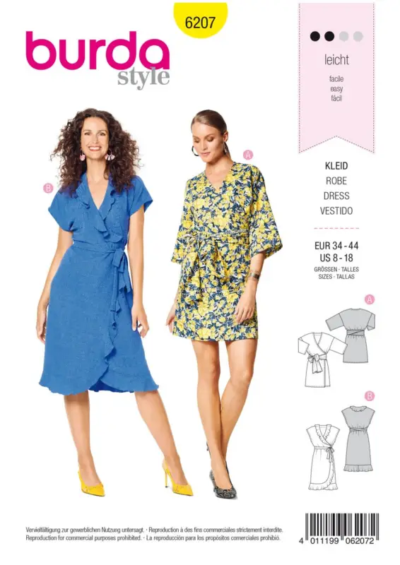 Burda Schnittmuster 6207 Damen Kleid Solange Der Vorrat Reicht