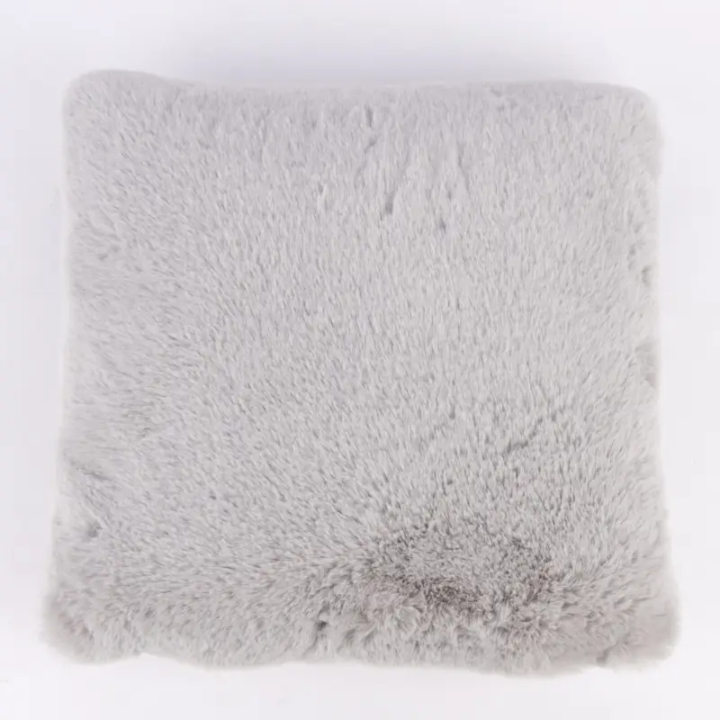 Online Kaufen Deko Kuschelkissen Plüsch einfarbig hellgrau 45x45cm