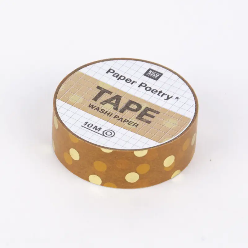 Ausverkauf Rico Design Washi Tape Struktur Punkte senfgelb-gold 1,5cmx10m