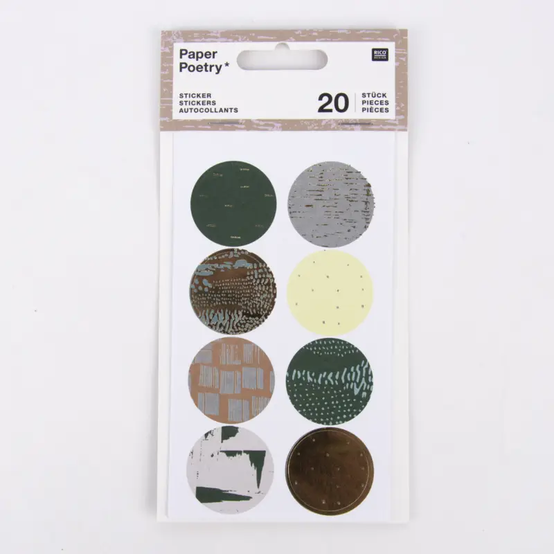 Rico Design Sticker Struktur Grün rund 4 Blatt 20 Stück Bestseller