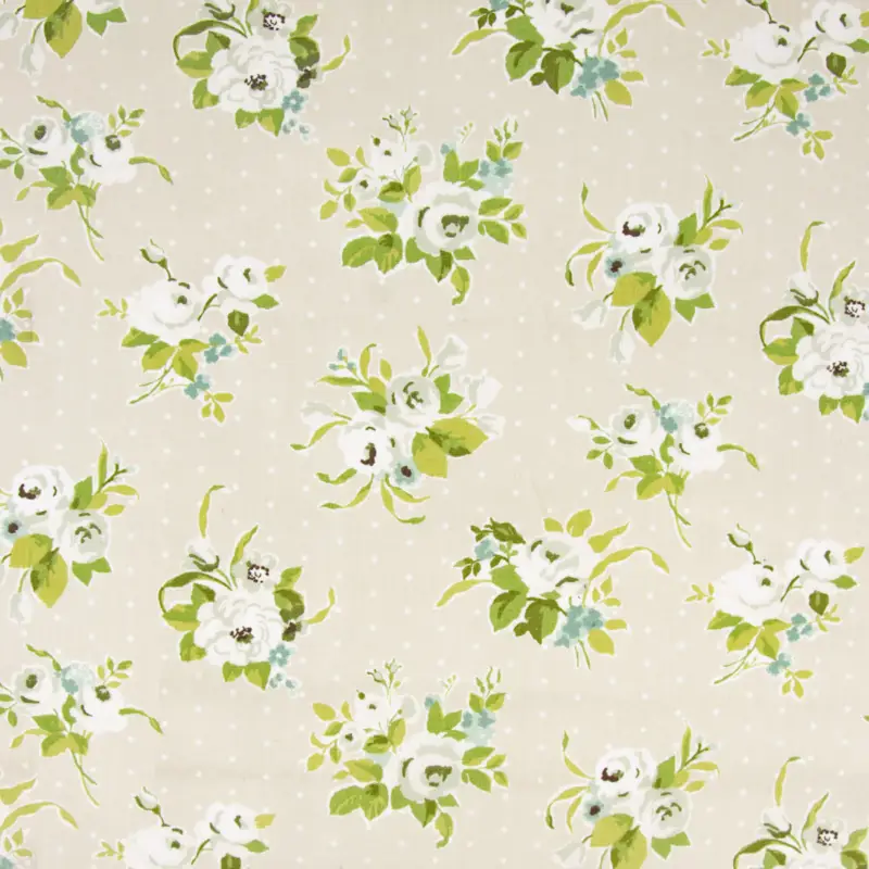 Dekostoff Baumwollstoff Rosen Punkte beige grün weiß 1,38m Breite Jetzt Kaufen