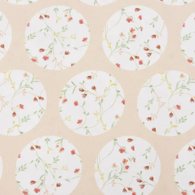 Must-Have Gardinenstoff Dekostoff Landhausstoff Blümchen Kreise Pastell apricot 1,65m Breite