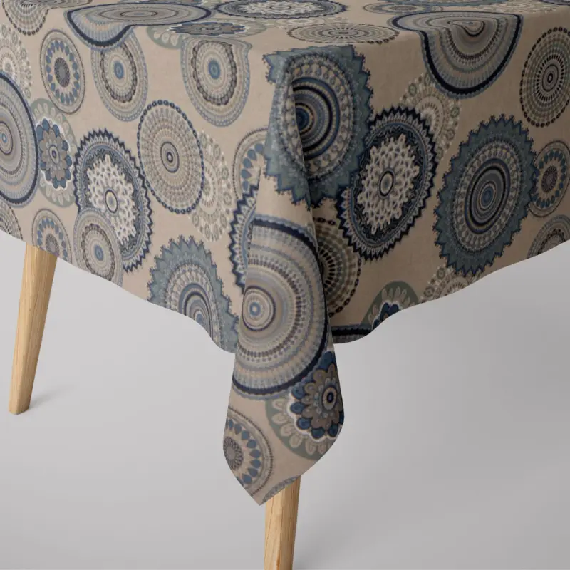 SCHÖNER LEBEN. Tischdecke Mandalas natur blau verschiedene Größen Billig