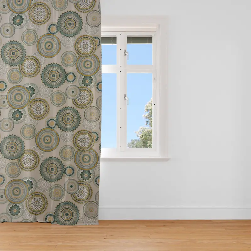 Neu SCHÖNER LEBEN. Vorhang Mandalas natur grün 245cm oder Wunschlänge