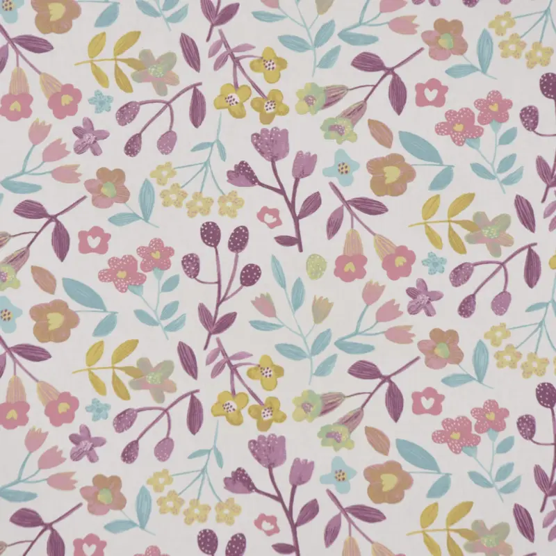 Meistverkauft Gardinenstoff Dekostoff Baumwollstoff Panama Betty Parma Violet Blumen lila 140cm Breite