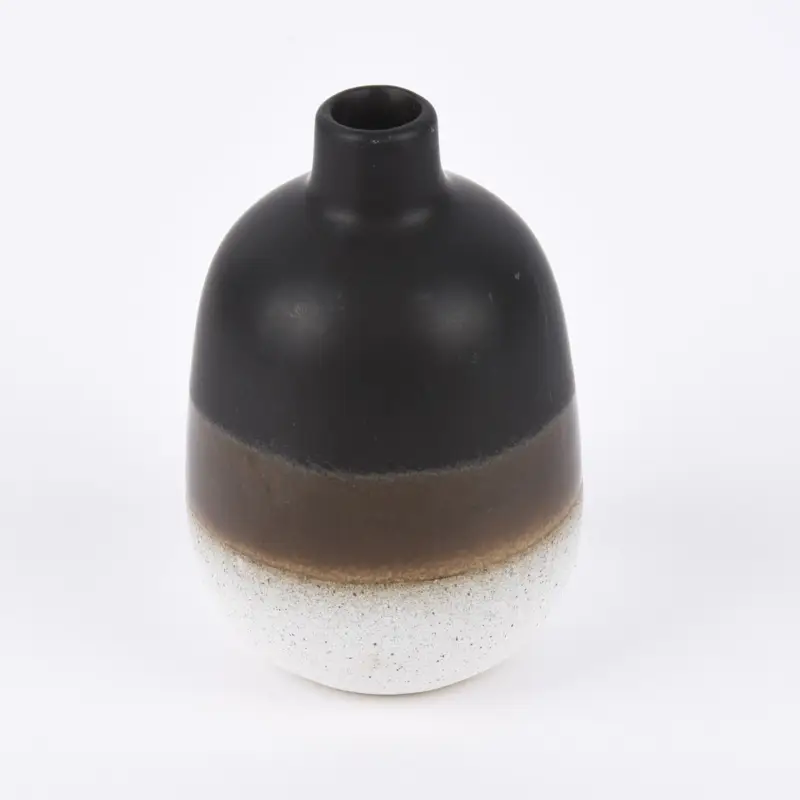 Bestpreis Sass & Belle kleine Vase Mojave glasiert Steinzeug schwarz braun weiß 7,5x11,5cm