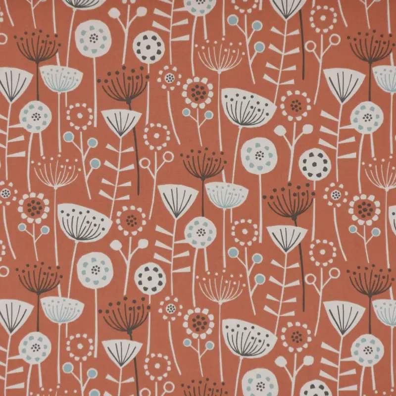Wochenendangebot Fryett`s Englischer Dekostoff Baumwollstoff Halbpanama Blumen abstrakt orange 138cm Breite